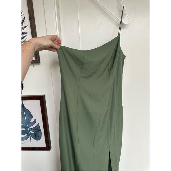 NWT Anthropologie BHLDN Miranda Crepe Midi Dress in Moss Green, Size 16 - Picture 6 of 9